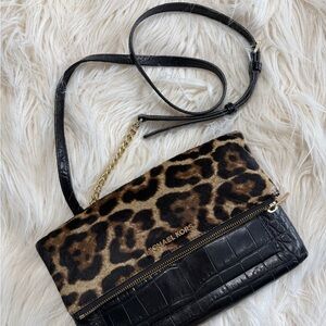 Michael Kors Leopard and Black Clutch